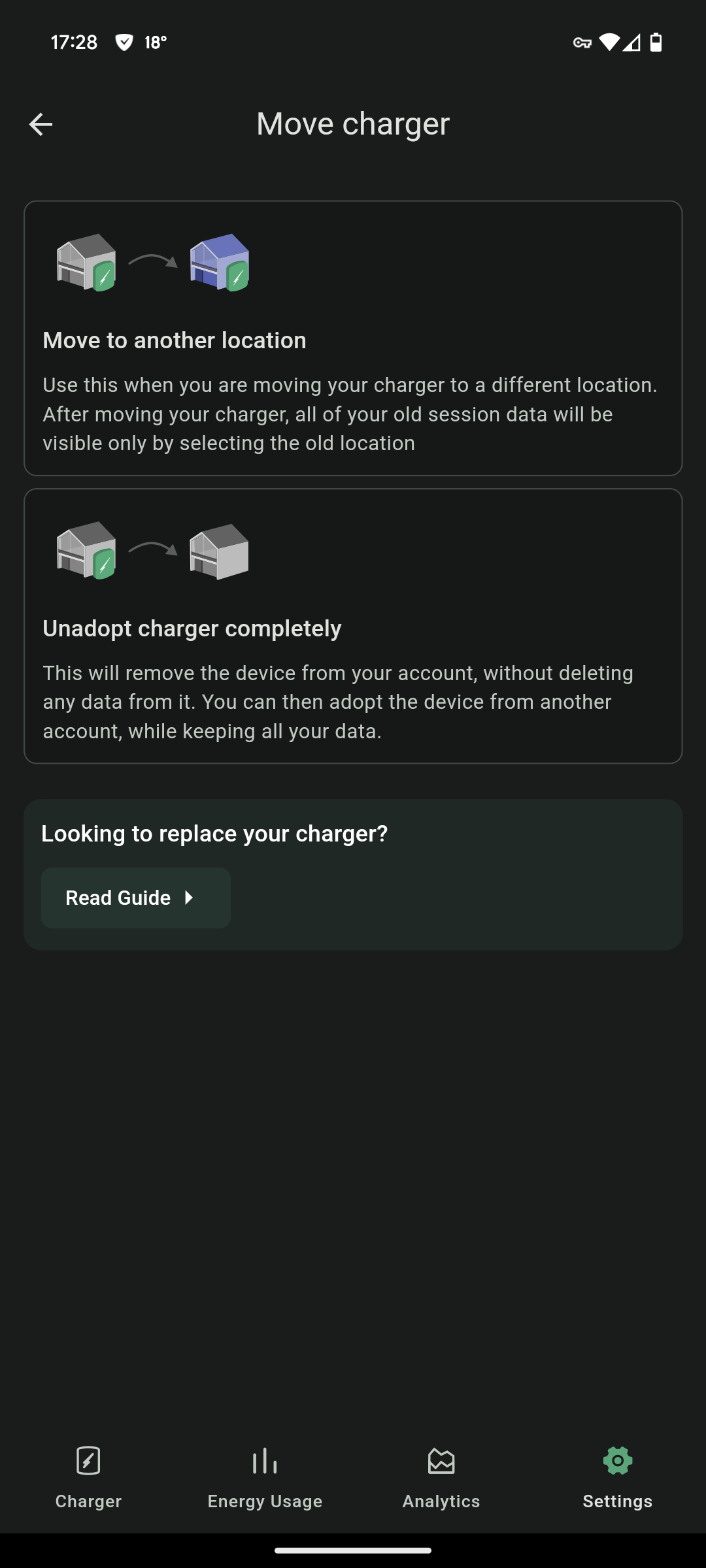 Move a charger between locations